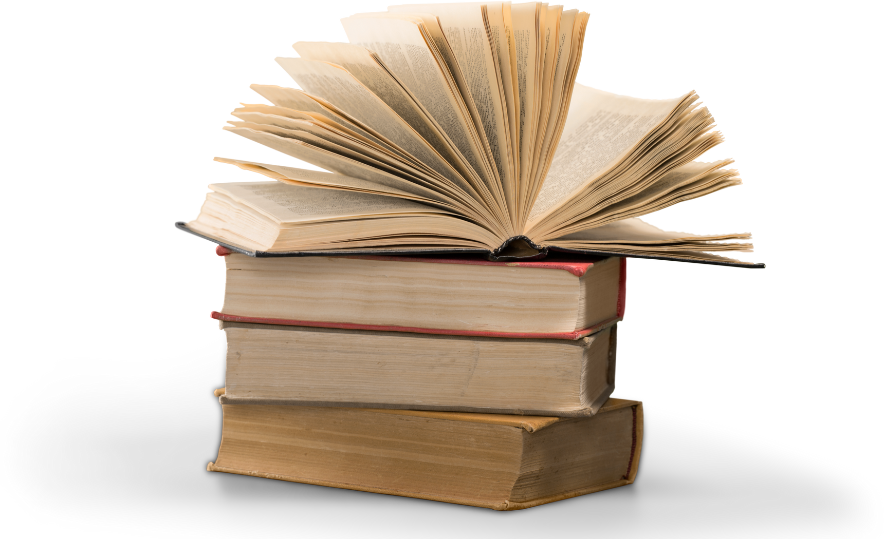 Stack of Books with Open Book on the Top Representing Education and Knowledge Concept